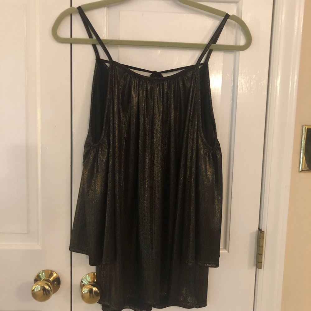 Fab’rik Adorable Gold and Black Women’s Dressy Top
